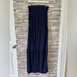 Gap || Navy Uniform Blue Tiered Strapless Tube Maxi Dress SZ Small